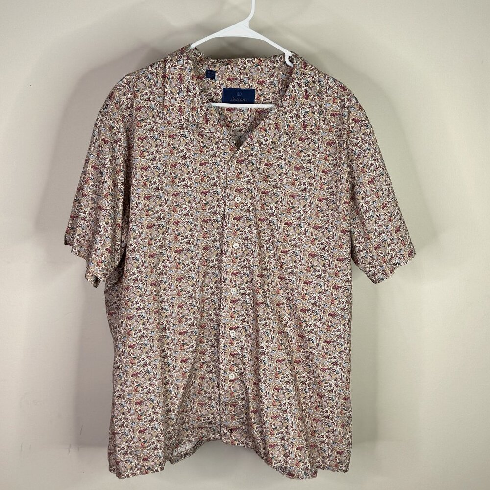 David Donahue XXL Floral Pattern Button-Down Short Sleeve Shirt